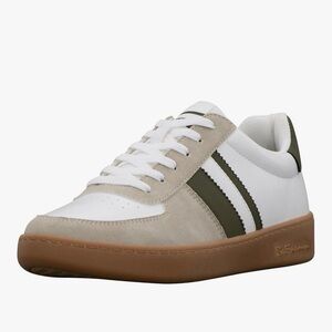 Men's Casual Low-Top Sneakers in White, Olive & Tan
